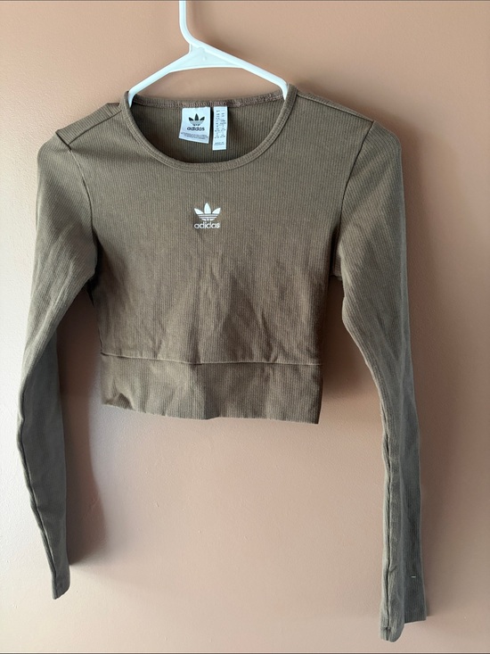 adidas Tops - adidas Women's Chocolate Brown Cropped Long Sleeve Top
